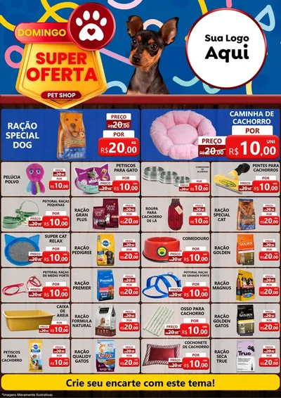 Modelo de Encarte para Encarte A4 Vertical com o tema Domingo Super Oferta Pet Shop para Pet Shop