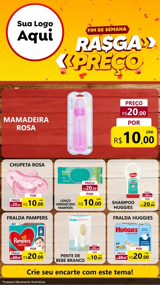 Modelo de Rede Social para Stories com o tema Fim de Semana Rasga Preços para Bebês