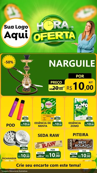 Modelo de Rede Social para Stories com o tema Hora da Oferta para Tabacaria