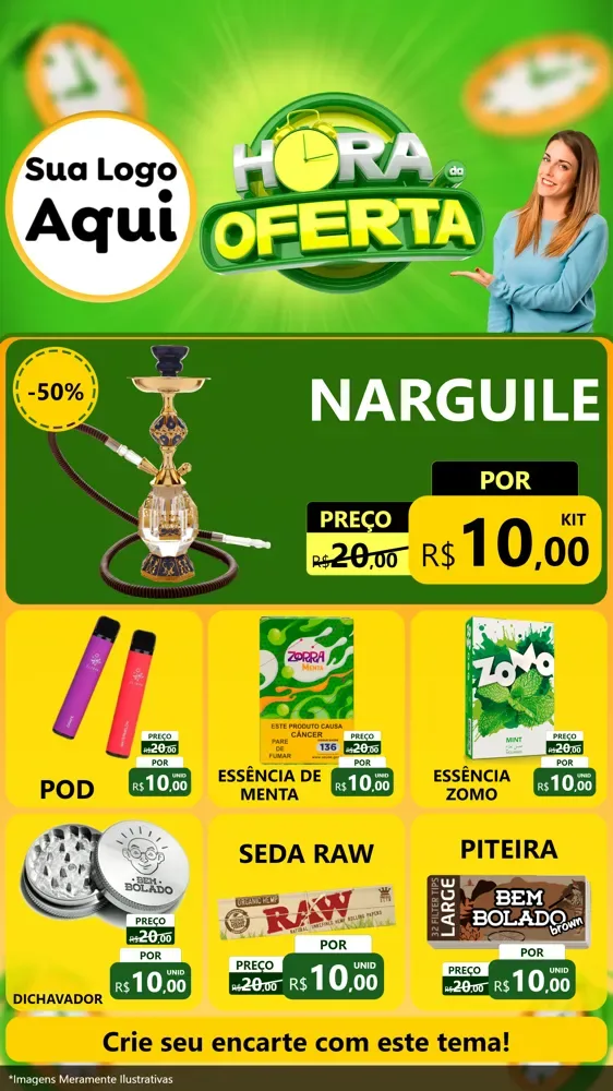Modelo de Rede Social para Stories com o tema Hora da Oferta para Tabacaria