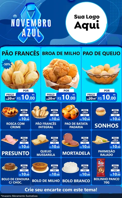 Modelo de Encarte para Encarte Grande com o tema Novembro Azul para Padaria