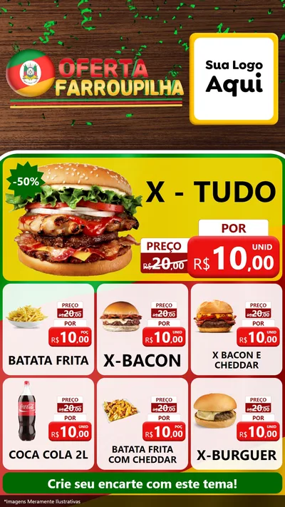 Modelo de Rede Social para Stories com o tema Oferta Farroupilha para Hamburgueria
