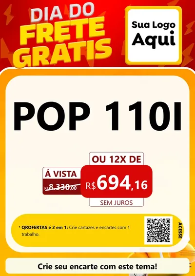 Modelo de Cartaz para Cartaz A4 Vertical com o tema Dia do Frete Grátis para Concessionaria de Motos