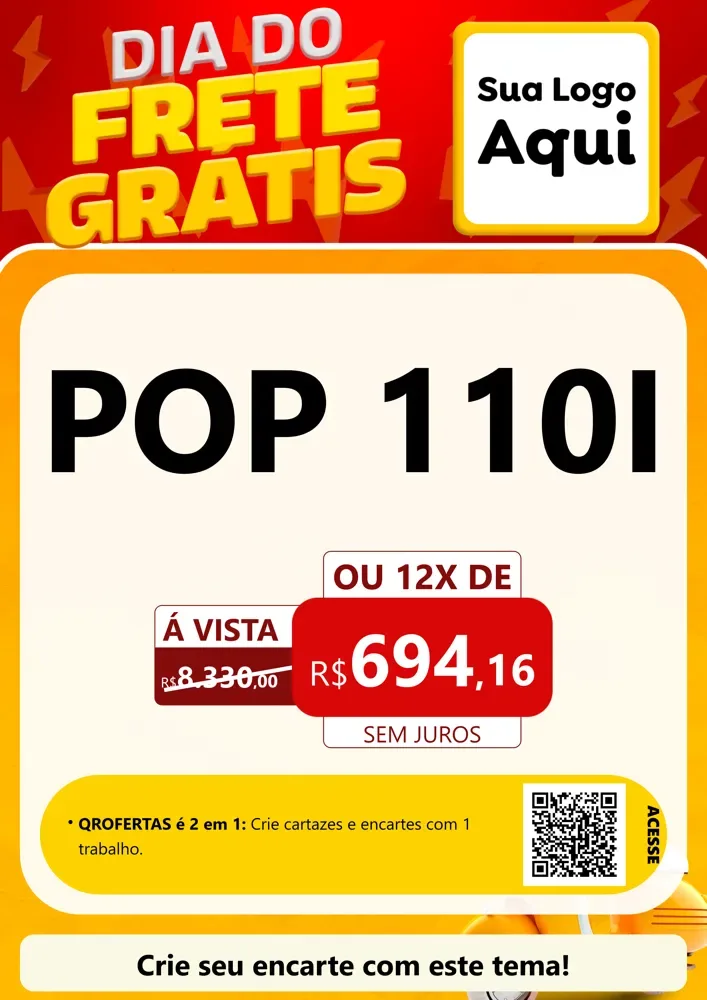 Modelo de Cartaz para Cartaz A4 Vertical com o tema Dia do Frete Grátis para Concessionaria de Motos