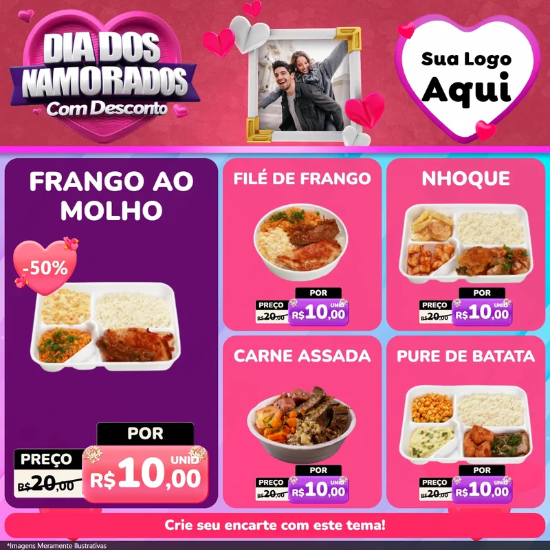 Modelo de Rede Social para Feed Facebook com o tema Dia Dos Namorados Com Desconto para Restaurante