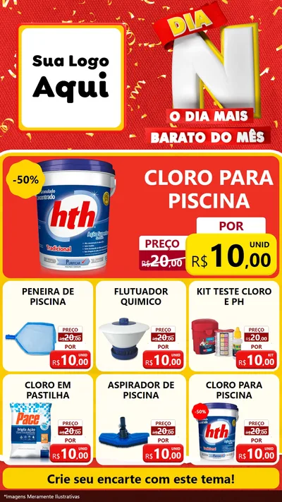 Modelo de Rede Social para Stories com o tema Dia N o Dia Mais Barato do Mês para Produtos para Piscina