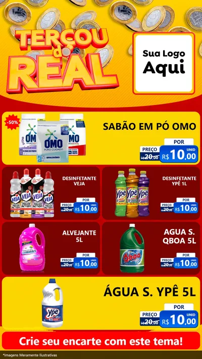Modelo de TV para TV Vertical com o tema Terçou do Real para Produtos de Limpeza