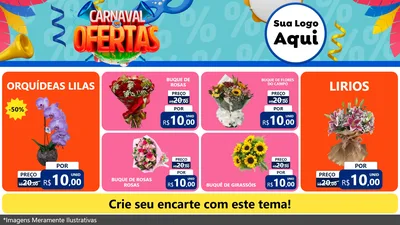 Modelo de TV para TV Horizontal com o tema Carnaval de Ofertas para Floricultura e jardim