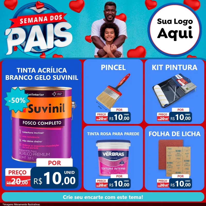 Modelo de Rede Social para Feed Facebook com o tema Semana Dos Pais para Tintas e Ferramentas