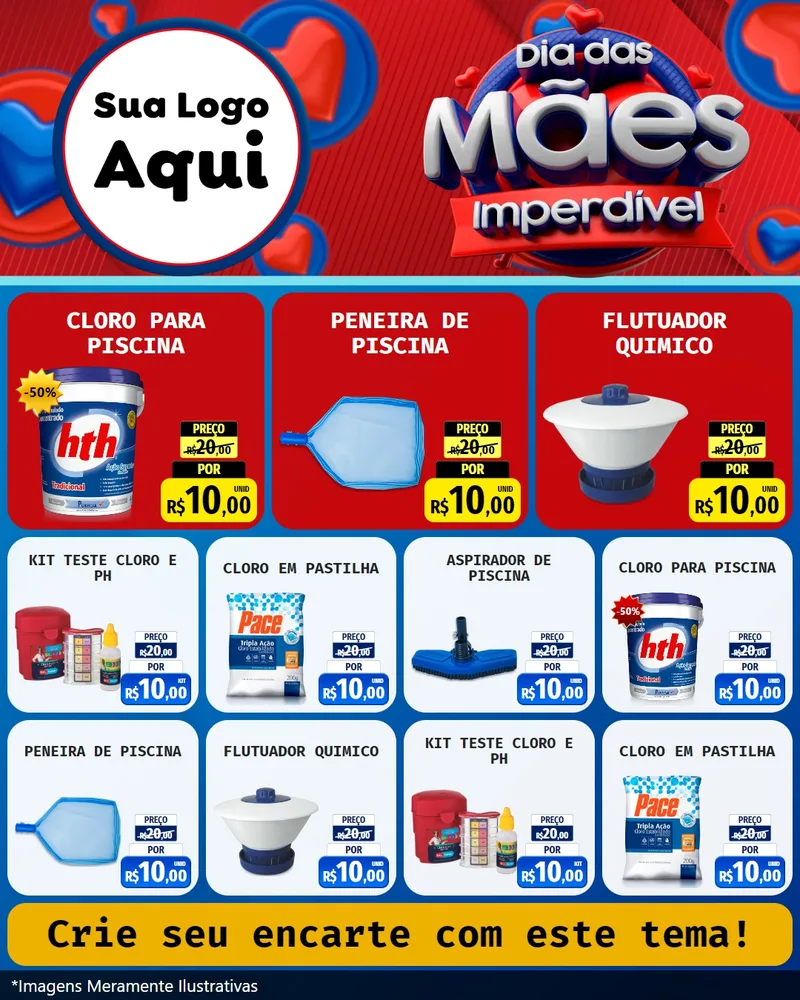 Modelo de Rede Social para Feed Instagram com o tema Dia Das Mães Imperdível para Produtos para Piscina