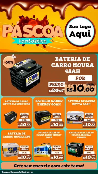 Modelo de Rede Social para Stories com o tema Páscoa Fantástica para Baterias Elétricas