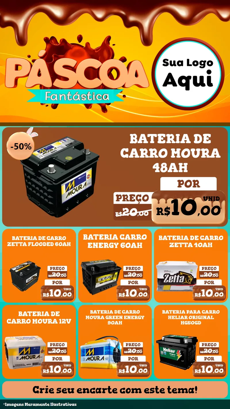 Modelo de Rede Social para Stories com o tema Páscoa Fantástica para Baterias Elétricas