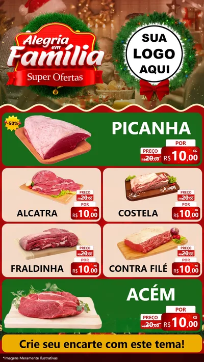 Modelo de TV para TV Vertical com o tema Alegria Em Família - Super Ofertas para Açougue
