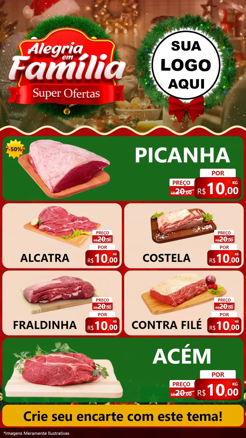 Modelo de TV para TV Vertical com o tema Alegria Em Família - Super Ofertas para Açougue