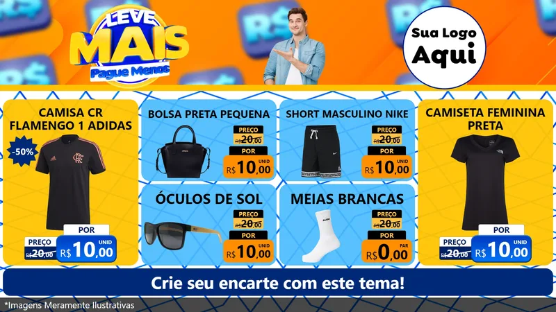Modelo de TV para TV Horizontal com o tema Leve Mais, Pague Menos para Roupas e acessórios