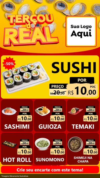 Modelo de Rede Social para Stories com o tema Terçou do Real para Comida japonesa