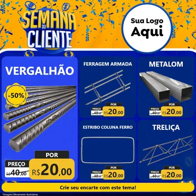 Modelo de Rede Social para Feed Facebook com o tema Semana do Cliente para Ferragens