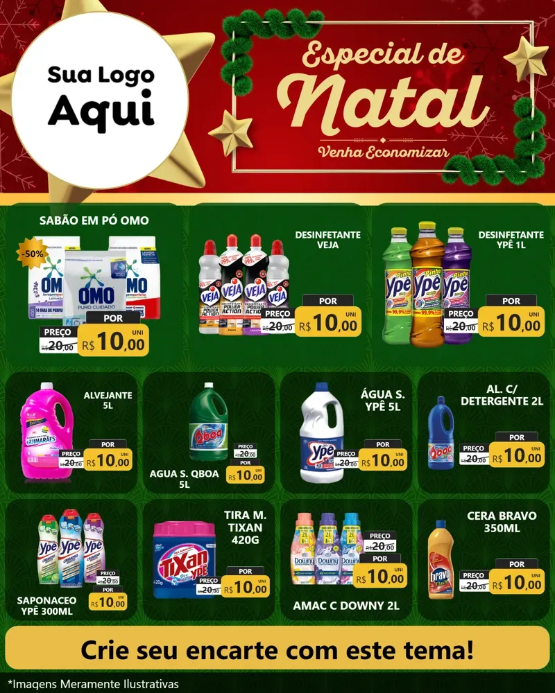 Modelo de Rede Social para Feed Instagram com o tema Especial de Natal para Produtos de Limpeza