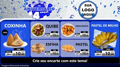 Modelo de TV para TV Horizontal com o tema Promoção de Aniversário - 4 Anos para Salgadaria