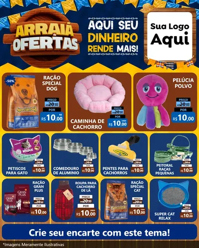 Modelo de Rede Social para Feed Instagram com o tema Arraiá de Ofertas - Junina para Pet Shop