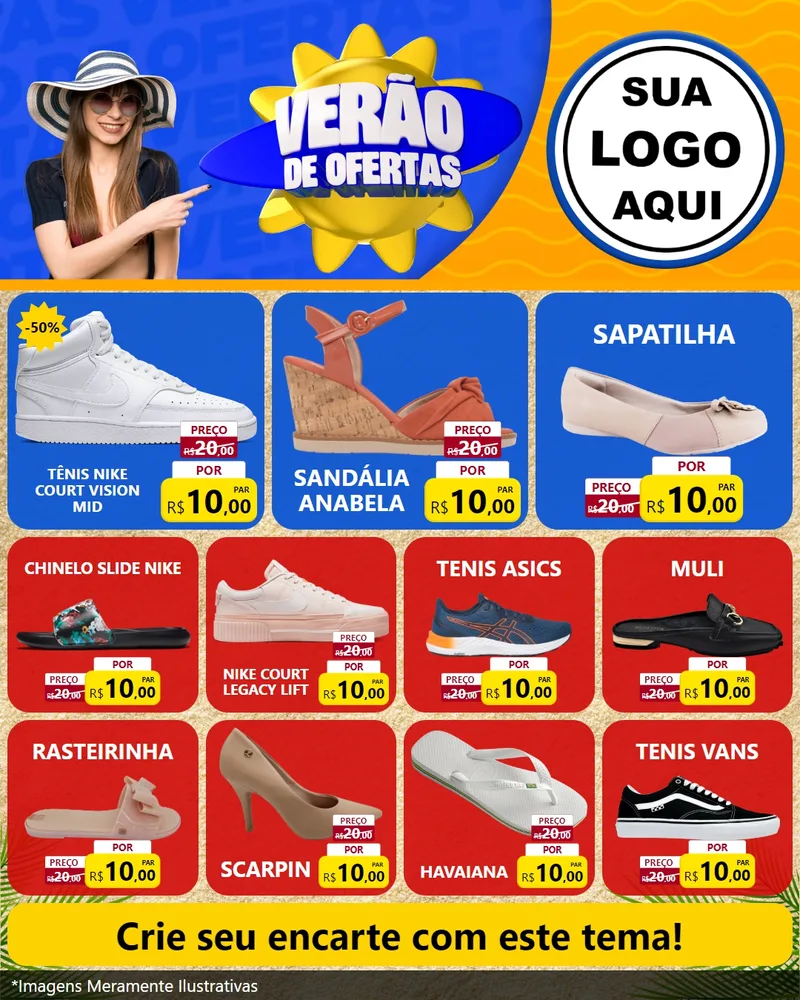 Modelo de Rede Social para Feed Instagram com o tema Verão de Ofertas para Calçados