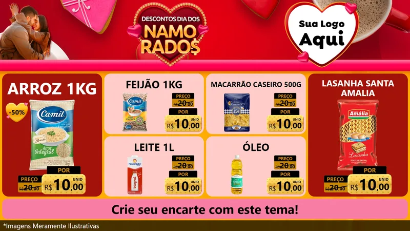 Modelo de TV para TV Horizontal com o tema Descontos Dia dos Namorados para Supermercado
