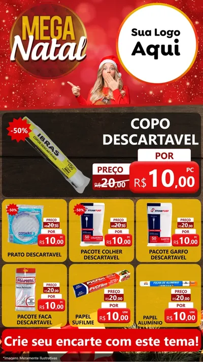Modelo de Rede Social para Stories com o tema Mega Natal para Embalagens