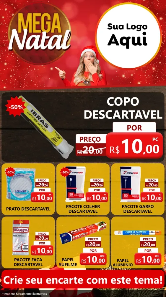 Modelo de Rede Social para Stories com o tema Mega Natal para Embalagens