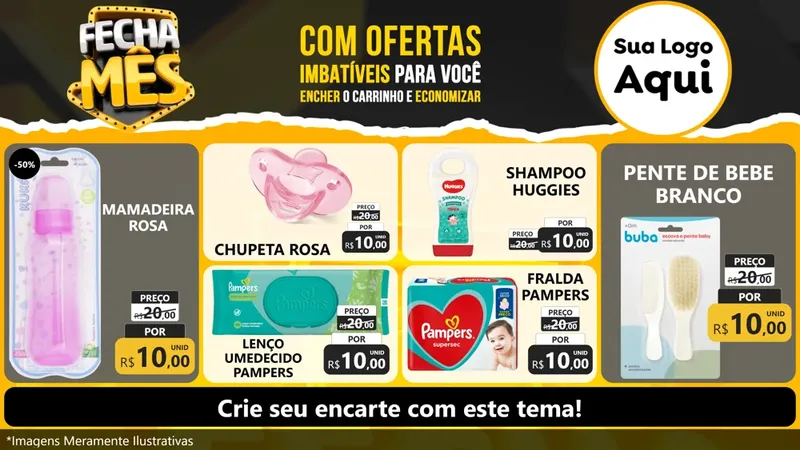 Modelo de TV para TV Horizontal com o tema Fecha Mês para Bebês