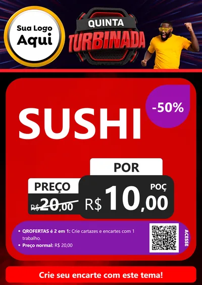 Modelo de Cartaz para Cartaz A4 Vertical com o tema Quinta Turbinada para Comida japonesa