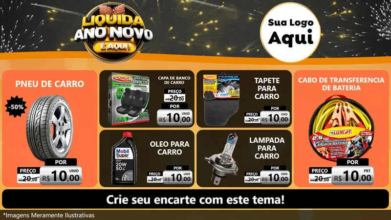 Modelo de TV para TV Horizontal com o tema Liquida Ano Novo É Aqui! para Auto peças