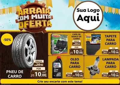 Modelo de Encarte para Encarte A4 Horizontal com o tema Ofertas de São João - Junina para Auto peças