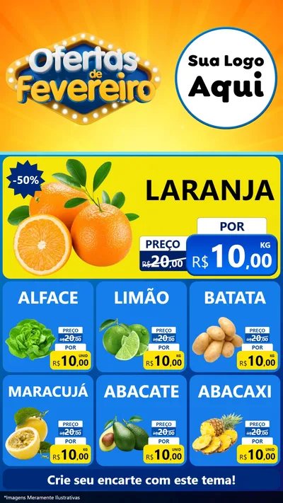 Modelo de Rede Social para Stories com o tema Ofertas de Fevereiro para Hortifrúti