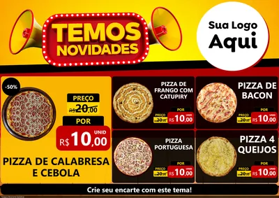 Modelo de Encarte para Encarte A4 Horizontal com o tema Temos Novidades para Pizzaria