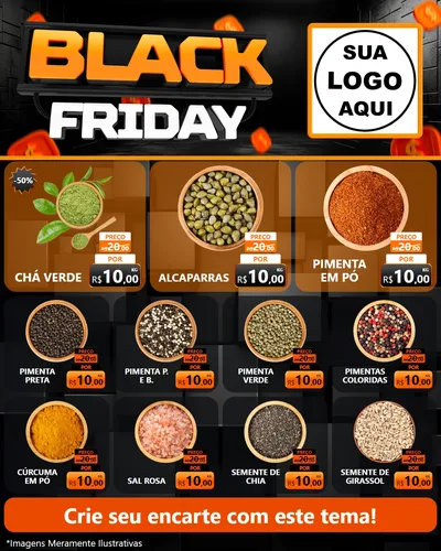 Modelo de Rede Social para Feed Instagram com o tema Black Friday para Produtos Naturais