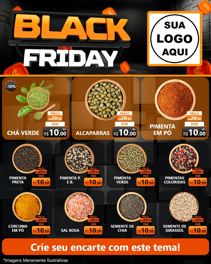 Modelo de Rede Social para Feed Instagram com o tema Black Friday para Produtos Naturais