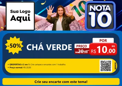 Modelo de Cartaz para Cartaz A4 Horizontal com o tema Nota 10 para Produtos Naturais