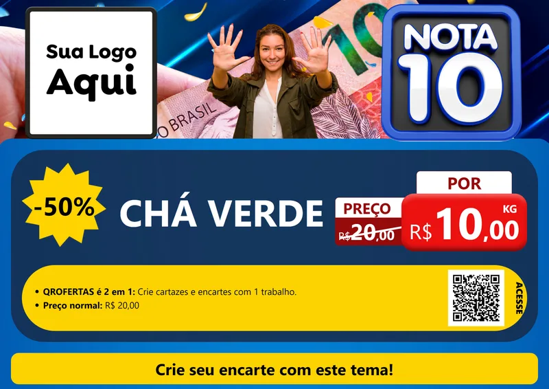 Modelo de Cartaz para Cartaz A4 Horizontal com o tema Nota 10 para Produtos Naturais