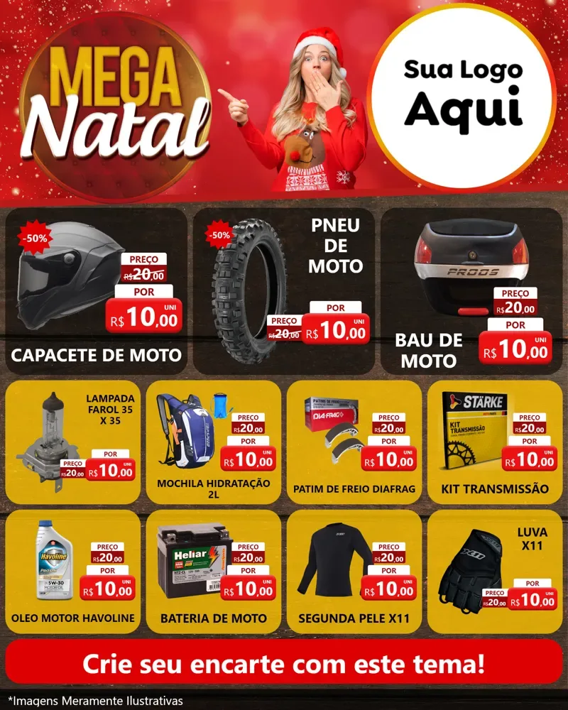 Modelo de Rede Social para Feed Instagram com o tema Mega Natal para Moto peças