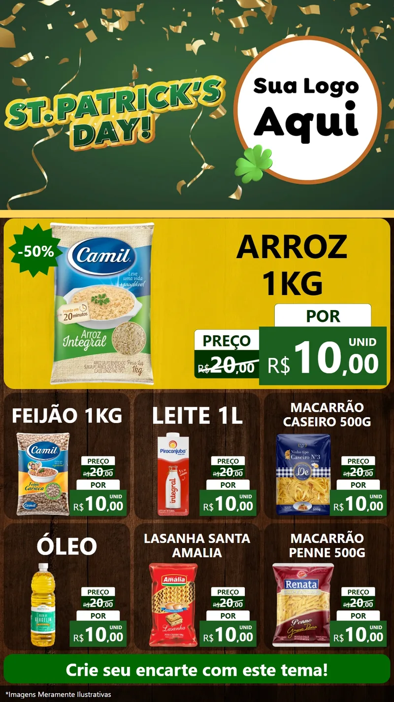 Modelo de Rede Social para Stories com o tema St Patriks Day para Supermercado