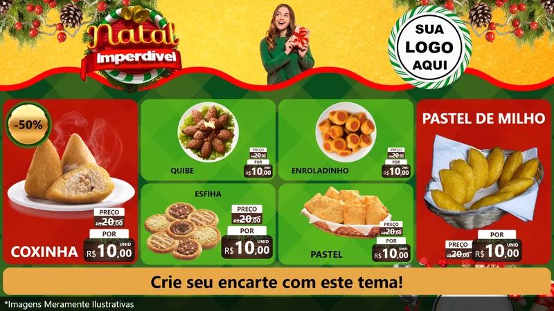 Modelo de TV para TV Horizontal com o tema Natal Imperdível para Salgadaria