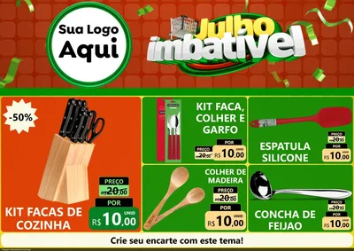 Modelo de Encarte para Encarte A4 Horizontal com o tema Julho Imbatível para Utilidades Domésticas