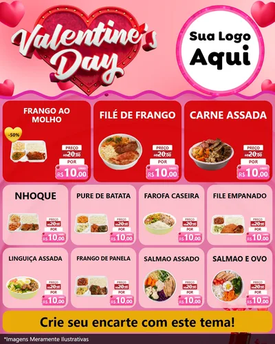 Modelo de Rede Social para Feed Instagram com o tema Valentine's Day para Restaurante