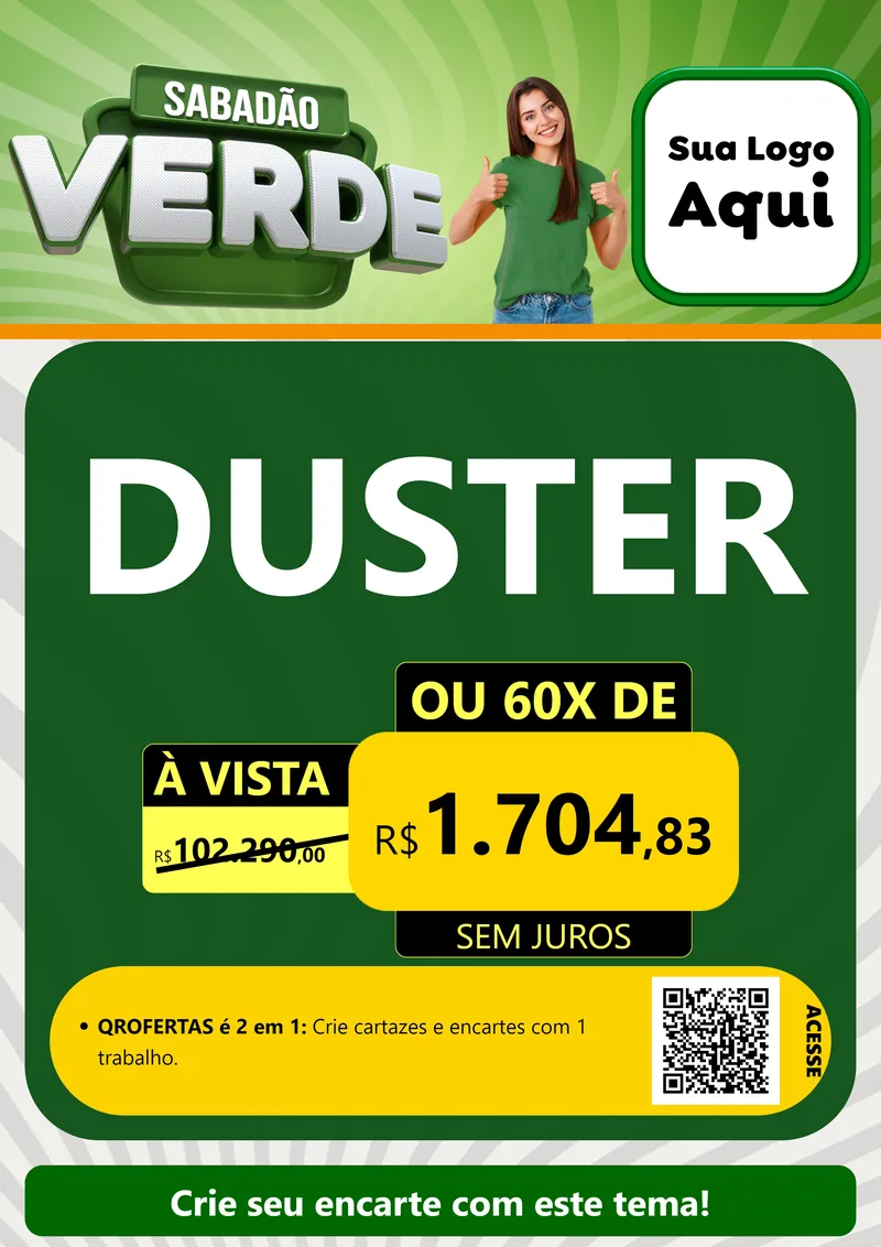 Modelo de Cartaz para Cartaz A4 Vertical com o tema Sabadão Verde para Concessionaria de Carros