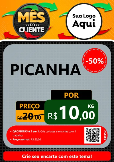 Modelo de Cartaz para Cartaz A4 Vertical com o tema Mês do Cliente para Açougue