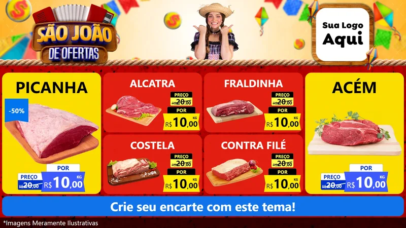 Modelo de TV para TV Horizontal com o tema São João de Ofertas para Açougue