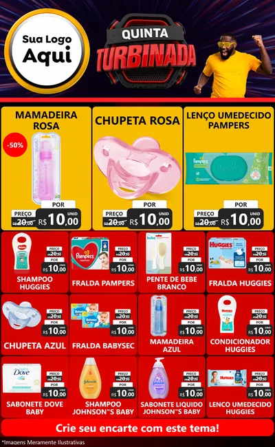 Modelo de Encarte para Encarte Grande com o tema Quinta Turbinada para Bebês
