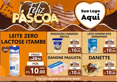 Modelo de Encarte para Encarte A4 Horizontal com o tema Feliz Páscoa para Frios e Laticínios