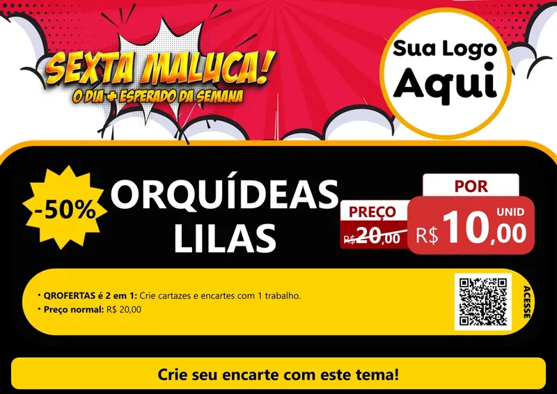 Modelo de Cartaz para Cartaz A4 Horizontal com o tema Sexta Maluca! para Floricultura e jardim