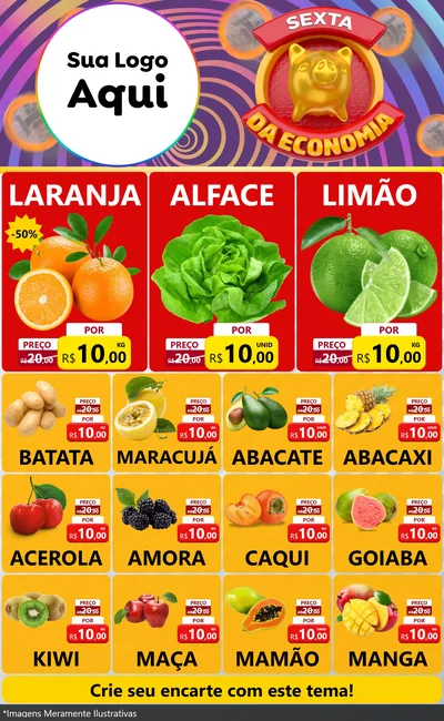 Modelo de Encarte para Encarte Grande com o tema Sexta da Economia para Hortifrúti